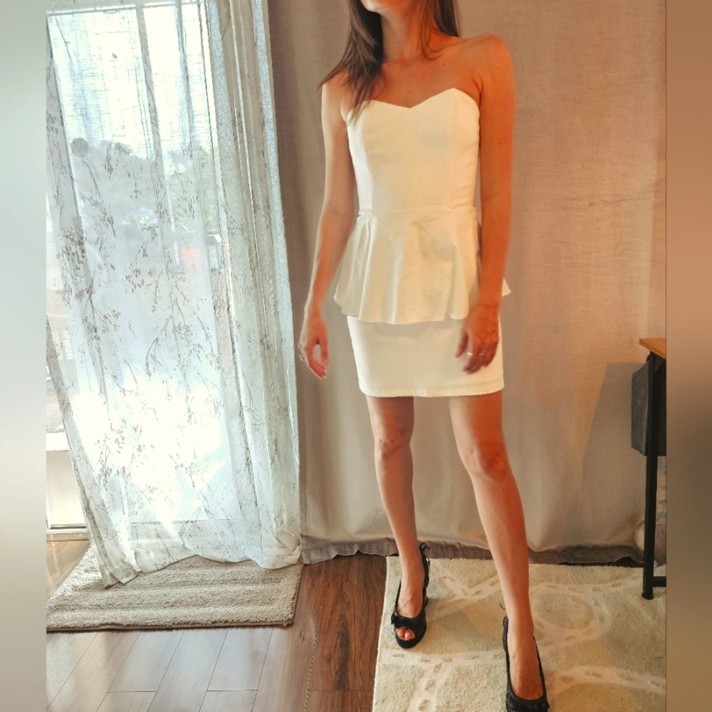 White Peplum Dress